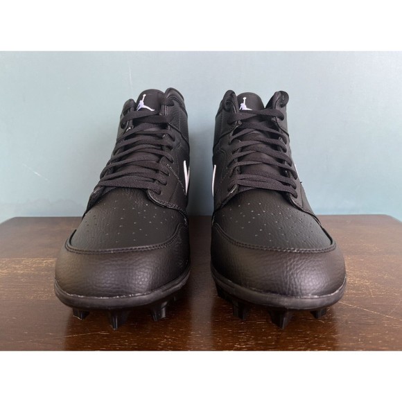 Jordan 1 Mid TD Alpha Menace Football Cleats Black/White Men's Sz 13 FJ6805-001 - Picture 6 of 11